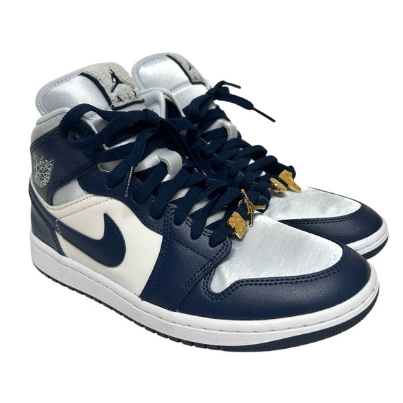 New Nike FZ8777044 Air Jordan 1 Mid Special Edition SE Grey Navy 8.5 Sneakers - Picture 1 of 10